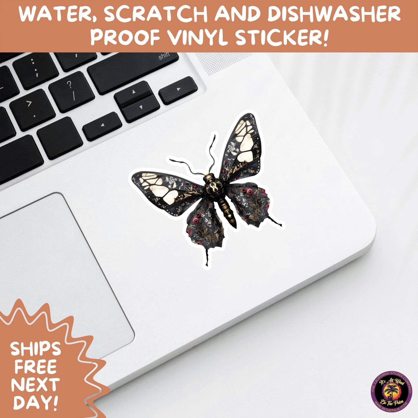 GOTH MOTH STICKERS | Gothic Insect Vinyl Stickers, Dark Aesthetic Stickers for Laptops Journals, Spooky Bug Stickers, Moth Witchy Decor