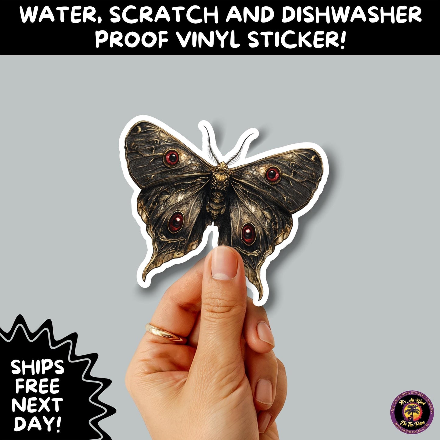 GOTH MOTH STICKERS | Gothic Insect Vinyl Stickers, Dark Aesthetic Stickers for Laptops Journals, Spooky Bug Stickers, Moth Witchy Decor