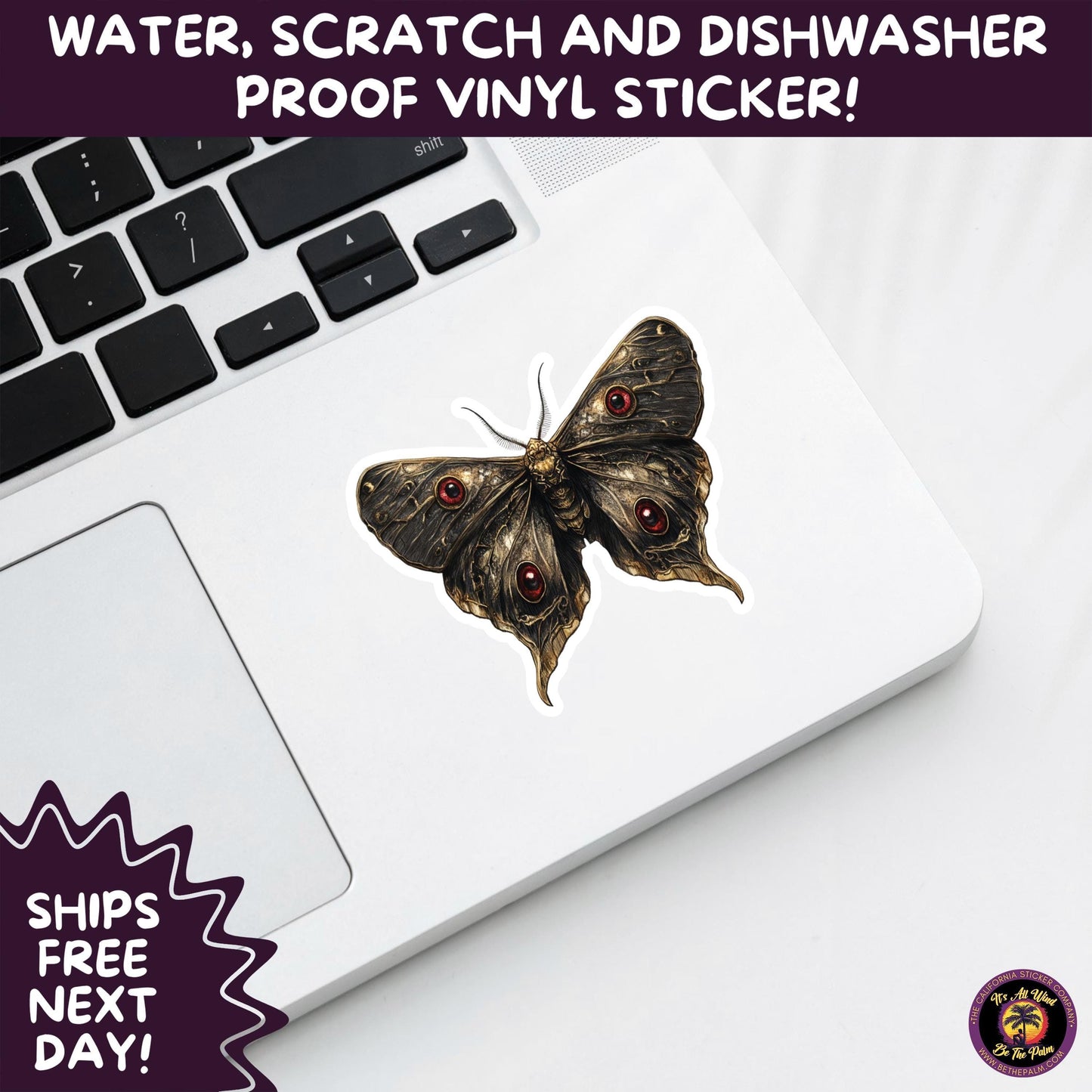 GOTH MOTH STICKERS | Gothic Insect Vinyl Stickers, Dark Aesthetic Stickers for Laptops Journals, Spooky Bug Stickers, Moth Witchy Decor