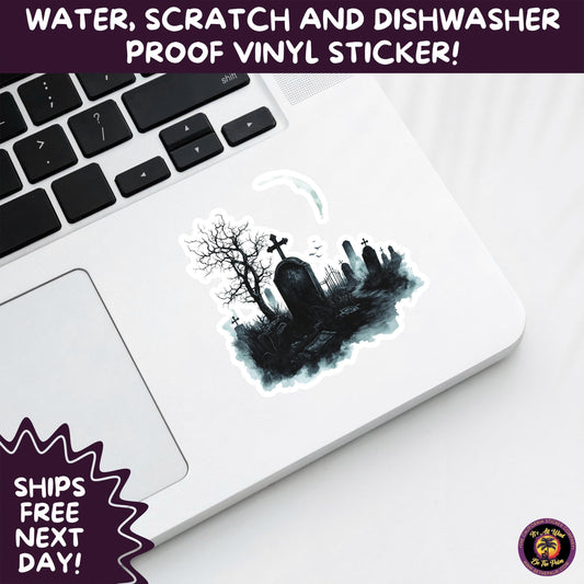 DARK GOTHIC STICKERS – Witchcore, Spooky, Occult, Alternative Vinyl Decals for Journals, Water Bottles, cemetery, headstone, and MacBooks