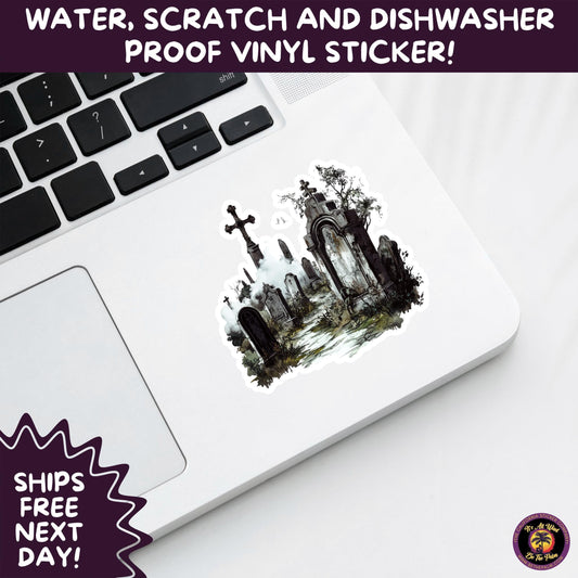 DARK GOTHIC STICKERS – Witchcore, Spooky, Occult, Alternative Vinyl Decals for Journals, Water Bottles, cemetery, headstone, and MacBooks