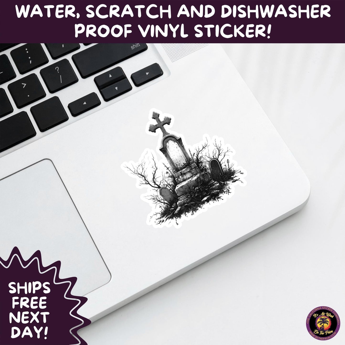 DARK GOTHIC STICKERS – Witchcore, Spooky, Occult, Alternative Vinyl Decals for Journals, Water Bottles, cemetery, headstone, and MacBooks