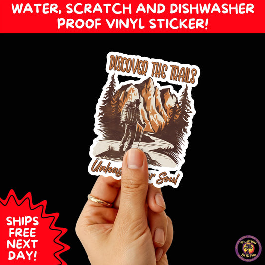 HIKING STICKERS | Set Waterproof Vinyl Decals Ideal for Backpacks Journals Cars Perfect Gift for Trail Walkers Campers and Outdoor Fans