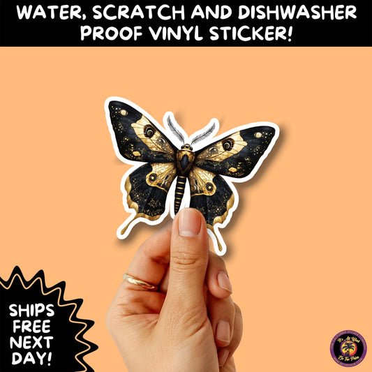 GOTH MOTH STICKERS | Gothic Insect Vinyl Stickers, Dark Aesthetic Stickers for Laptops Journals, Spooky Bug Stickers, Moth Witchy Decor