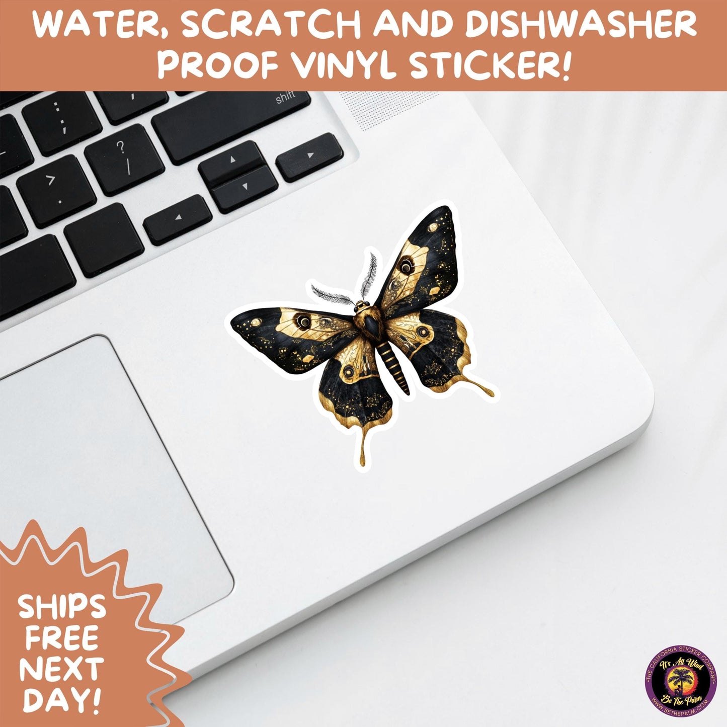 GOTH MOTH STICKERS | Gothic Insect Vinyl Stickers, Dark Aesthetic Stickers for Laptops Journals, Spooky Bug Stickers, Moth Witchy Decor