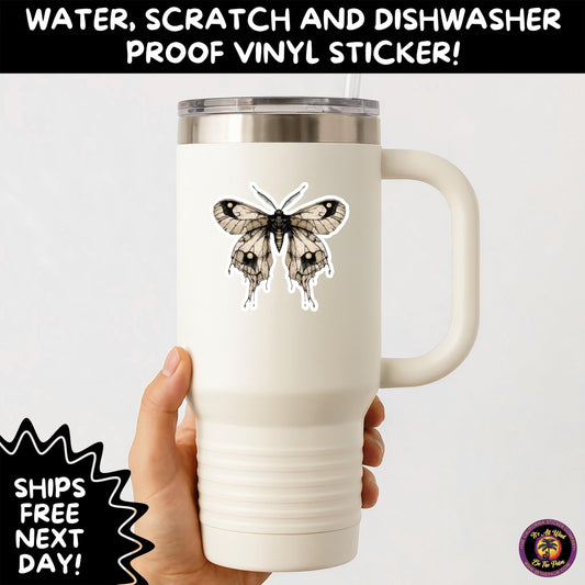 GOTH MOTH STICKERS | Gothic Insect Vinyl Stickers, Dark Aesthetic Stickers for Laptops Journals, Spooky Bug Stickers, Moth Witchy Decor