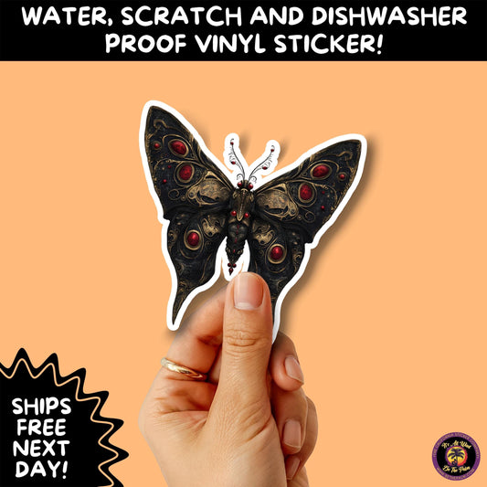 GOTH MOTH STICKERS | Gothic Insect Vinyl Stickers, Dark Aesthetic Stickers for Laptops Journals, Spooky Bug Stickers, Moth Witchy Decor
