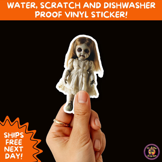 HORROR DOLL STICKERS Spooky Cute Creepy Girl Stickers β Perfect for Halloween, Scrapbooking, and Horror Aesthetic Fans