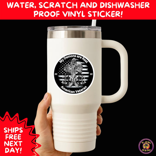 VETERAN STICKERS | Veteran Made Patriotic Vinyl Decals for Military Support, Army Navy Marine Veteran Gifts, American Flag Bumper Sticker