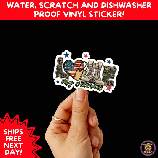 VETERAN STICKERS | Veteran Made Patriotic Vinyl Decals for Military Support, Army Navy Marine Veteran Gifts, American Flag Bumper Sticker
