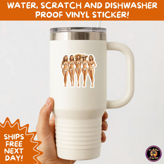 FUN BEACH STICKERS with Bikini Designs, Perfect for Travel Journals, Water Bottles, Tumblers, Laptops, Scrapbooks, and Summer Decor