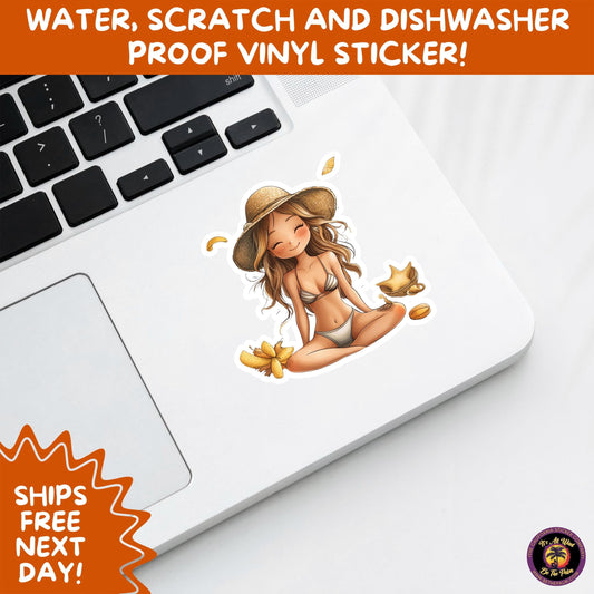 FUN BEACH STICKERS with Bikini Designs, Perfect for Travel Journals, Water Bottles, Tumblers, Laptops, Scrapbooks, and Summer Decor