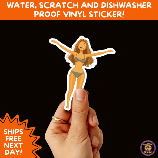 FUN BEACH STICKERS with Bikini Designs, Perfect for Travel Journals, Water Bottles, Tumblers, Laptops, Scrapbooks, and Summer Decor