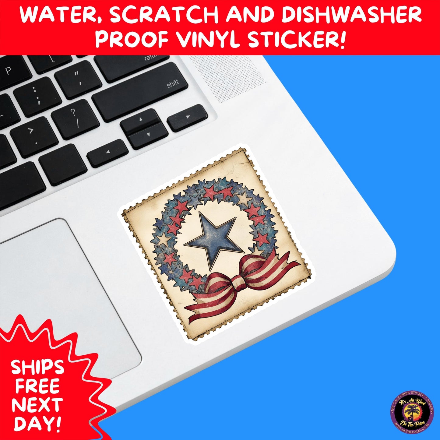 4th of july | sticker pack independence day vinyl decals, usa flag, fireworks, red white blue summer holiday patriotic sticker set