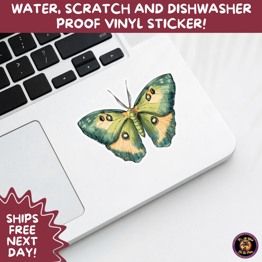 LUNA MOTH STICKERS | moth, sticker, luna moth, moon moth, cottage core, halloween, goth moth, large moth, insect sticker, laptop sticker,