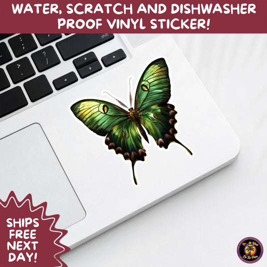 LUNA MOTH STICKERS | moth, sticker, luna moth, moon moth, cottage core, halloween, goth moth, large moth, insect sticker, laptop sticker,