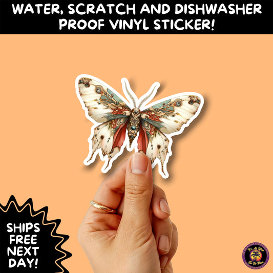 GOTH MOTH STICKERS | Gothic Insect Vinyl Stickers, Dark Aesthetic Stickers for Laptops Journals, Spooky Bug Stickers, Moth Witchy Decor