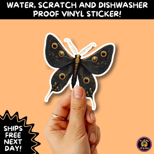 GOTH MOTH STICKERS | Gothic Insect Vinyl Stickers, Dark Aesthetic Stickers for Laptops Journals, Spooky Bug Stickers, Moth Witchy Decor