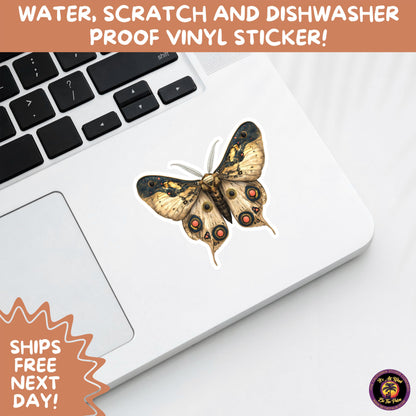 GOTH MOTH STICKERS | Gothic Insect Vinyl Stickers, Dark Aesthetic Stickers for Laptops Journals, Spooky Bug Stickers, Moth Witchy Decor