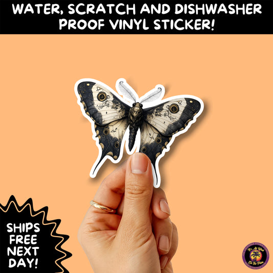 GOTH MOTH STICKERS | Gothic Insect Vinyl Stickers, Dark Aesthetic Stickers for Laptops Journals, Spooky Bug Stickers, Moth Witchy Decor