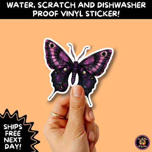 GOTH MOTH STICKERS | Gothic Insect Vinyl Stickers, Dark Aesthetic Stickers for Laptops Journals, Spooky Bug Stickers, Moth Witchy Decor