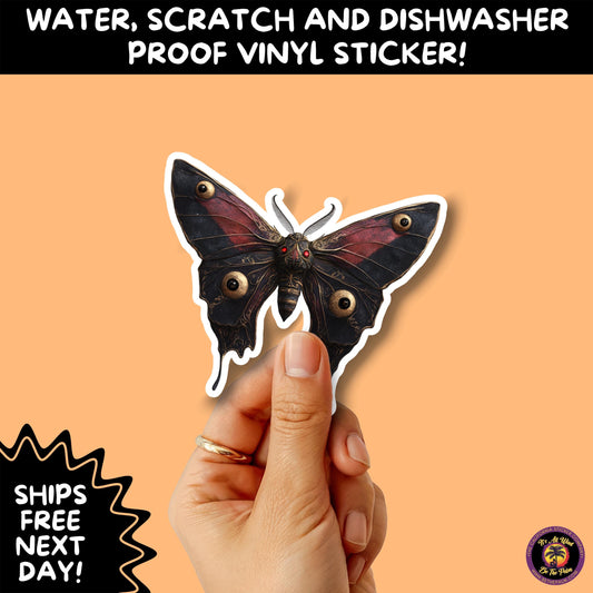 GOTH MOTH STICKERS | Gothic Insect Vinyl Stickers, Dark Aesthetic Stickers for Laptops Journals, Spooky Bug Stickers, Moth Witchy Decor