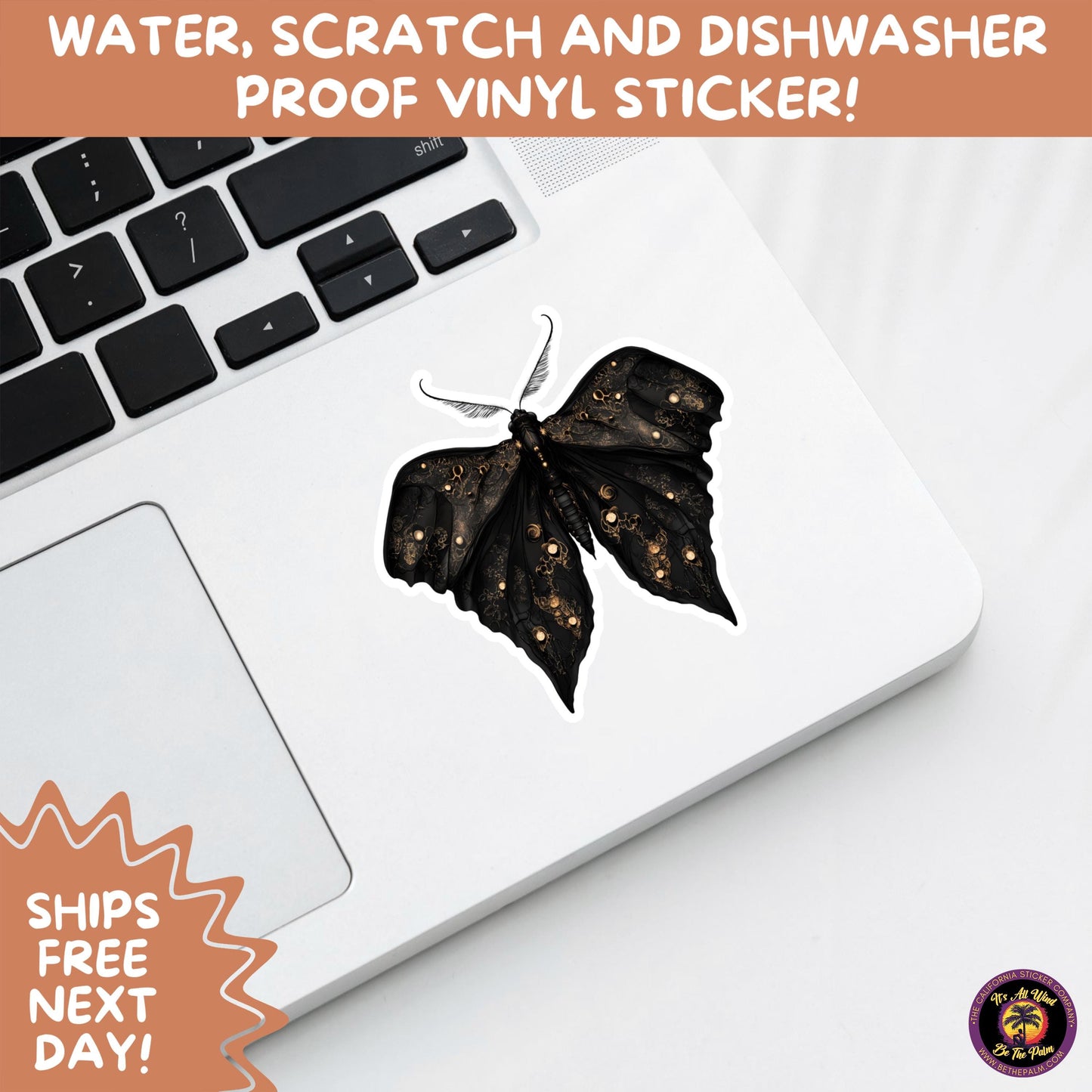 GOTH MOTH STICKERS | Gothic Insect Vinyl Stickers, Dark Aesthetic Stickers for Laptops Journals, Spooky Bug Stickers, Moth Witchy Decor