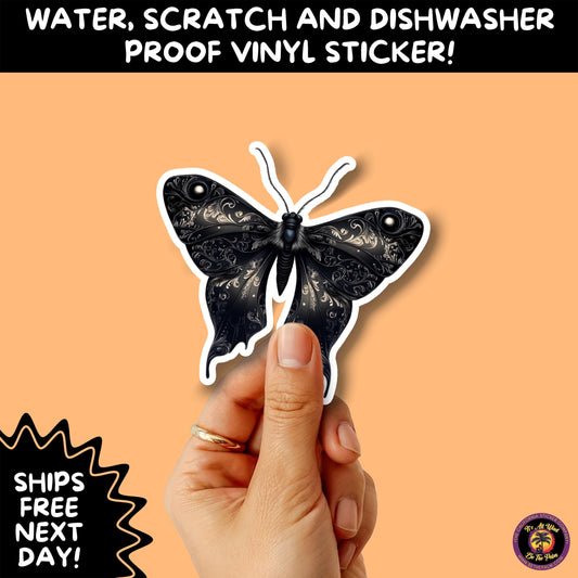 GOTH MOTH STICKERS | Gothic Insect Vinyl Stickers, Dark Aesthetic Stickers for Laptops Journals, Spooky Bug Stickers, Moth Witchy Decor