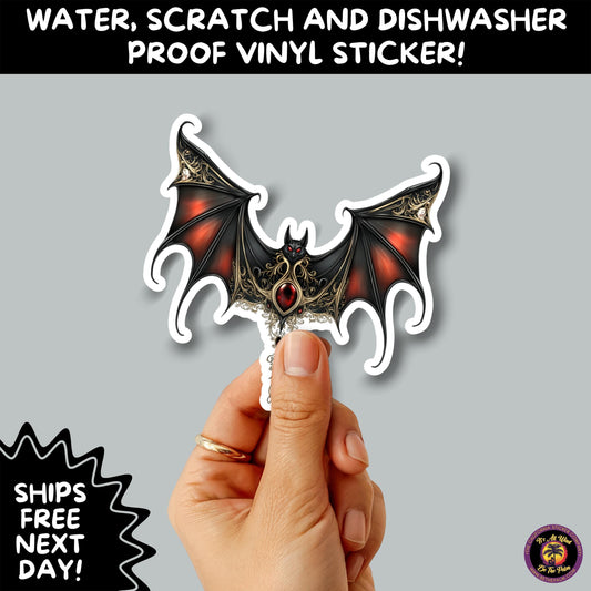 GOTHIC BAT STICKERS | for Alternative Aesthetic Lovers Spooky Vibe Cute Creepy Goth Accessories for Journal Laptop or Water Bottle Decor