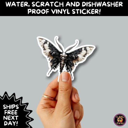 GOTH MOTH STICKERS | Gothic Insect Vinyl Stickers, Dark Aesthetic Stickers for Laptops Journals, Spooky Bug Stickers, Moth Witchy Decor