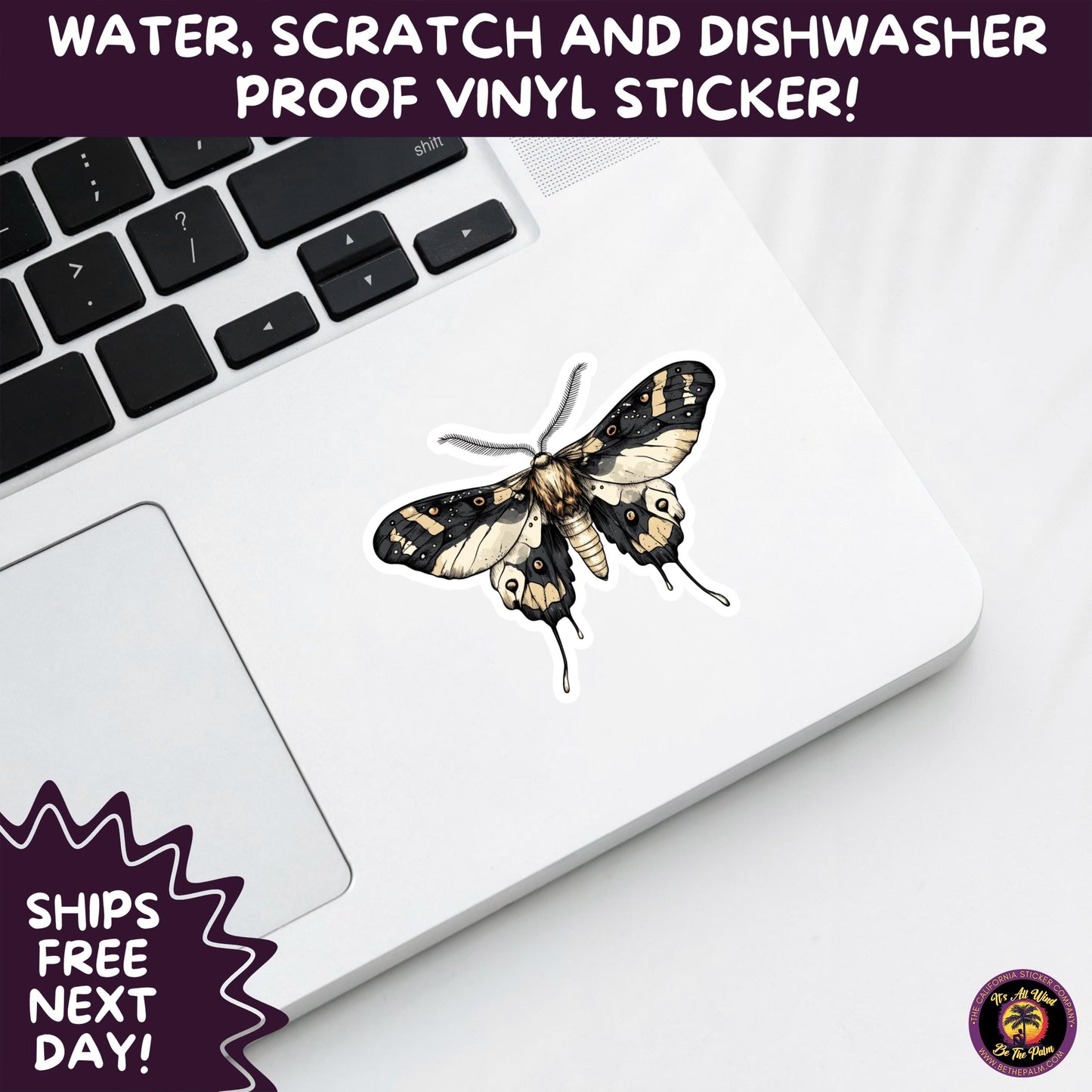 GOTH MOTH STICKERS | Gothic Insect Vinyl Stickers, Dark Aesthetic Stickers for Laptops Journals, Spooky Bug Stickers, Moth Witchy Decor