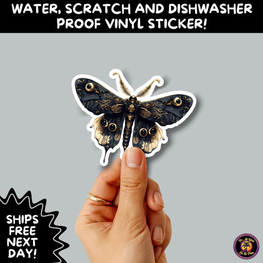 GOTH MOTH STICKERS | Gothic Insect Vinyl Stickers, Dark Aesthetic Stickers for Laptops Journals, Spooky Bug Stickers, Moth Witchy Decor