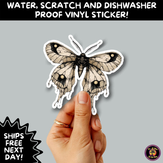 GOTH MOTH STICKERS | Gothic Insect Vinyl Stickers, Dark Aesthetic Stickers for Laptops Journals, Spooky Bug Stickers, Moth Witchy Decor