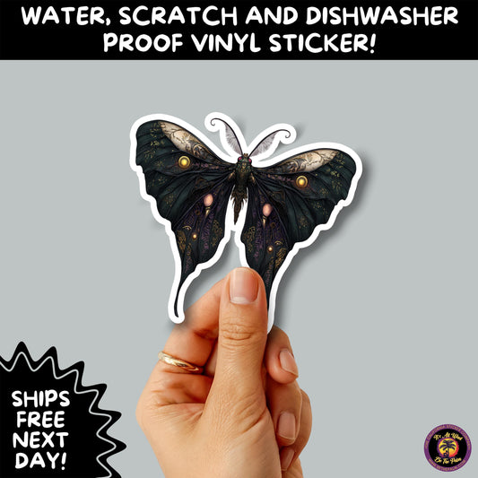 GOTH MOTH STICKERS | Gothic Insect Vinyl Stickers, Dark Aesthetic Stickers for Laptops Journals, Spooky Bug Stickers, Moth Witchy Decor