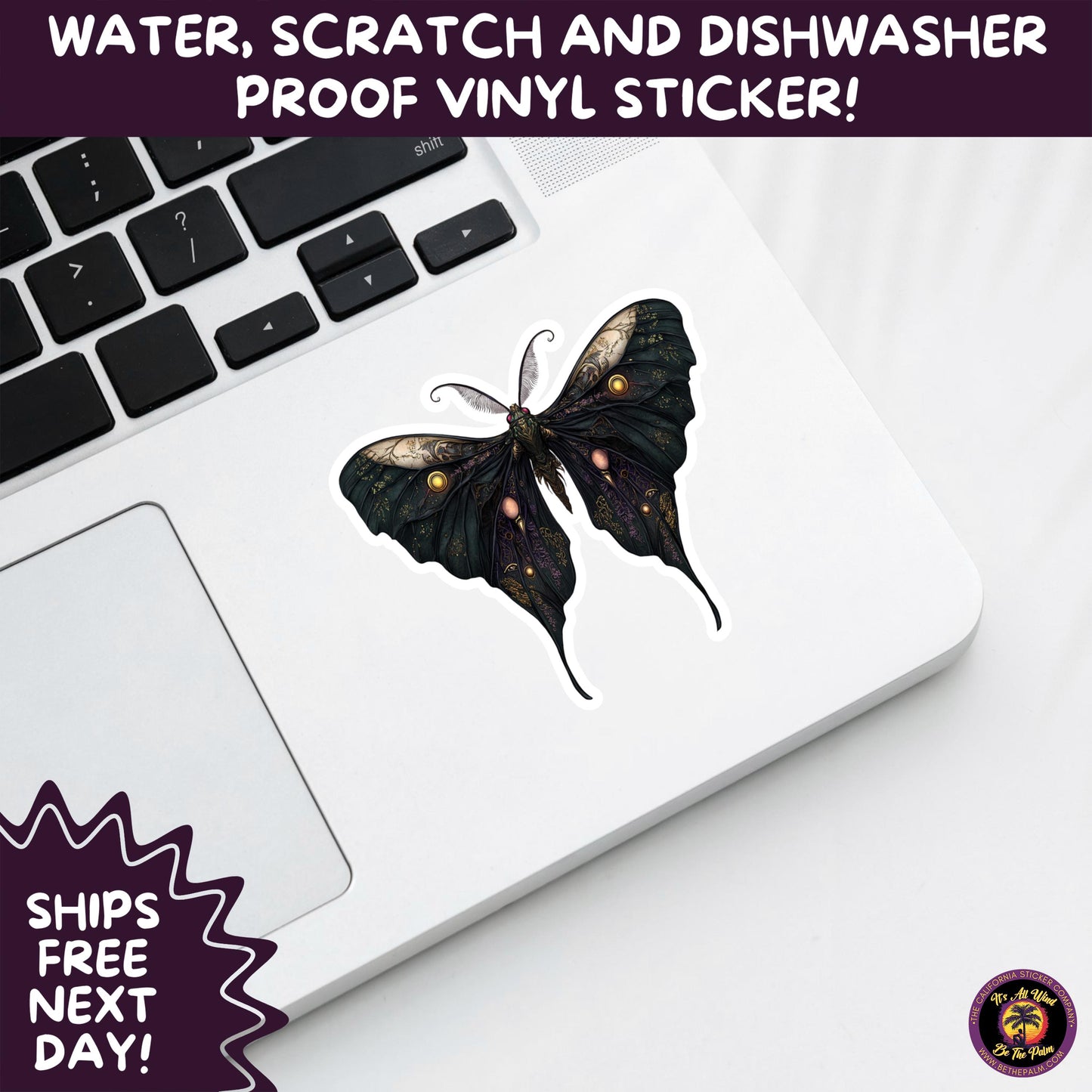 GOTH MOTH STICKERS | Gothic Insect Vinyl Stickers, Dark Aesthetic Stickers for Laptops Journals, Spooky Bug Stickers, Moth Witchy Decor