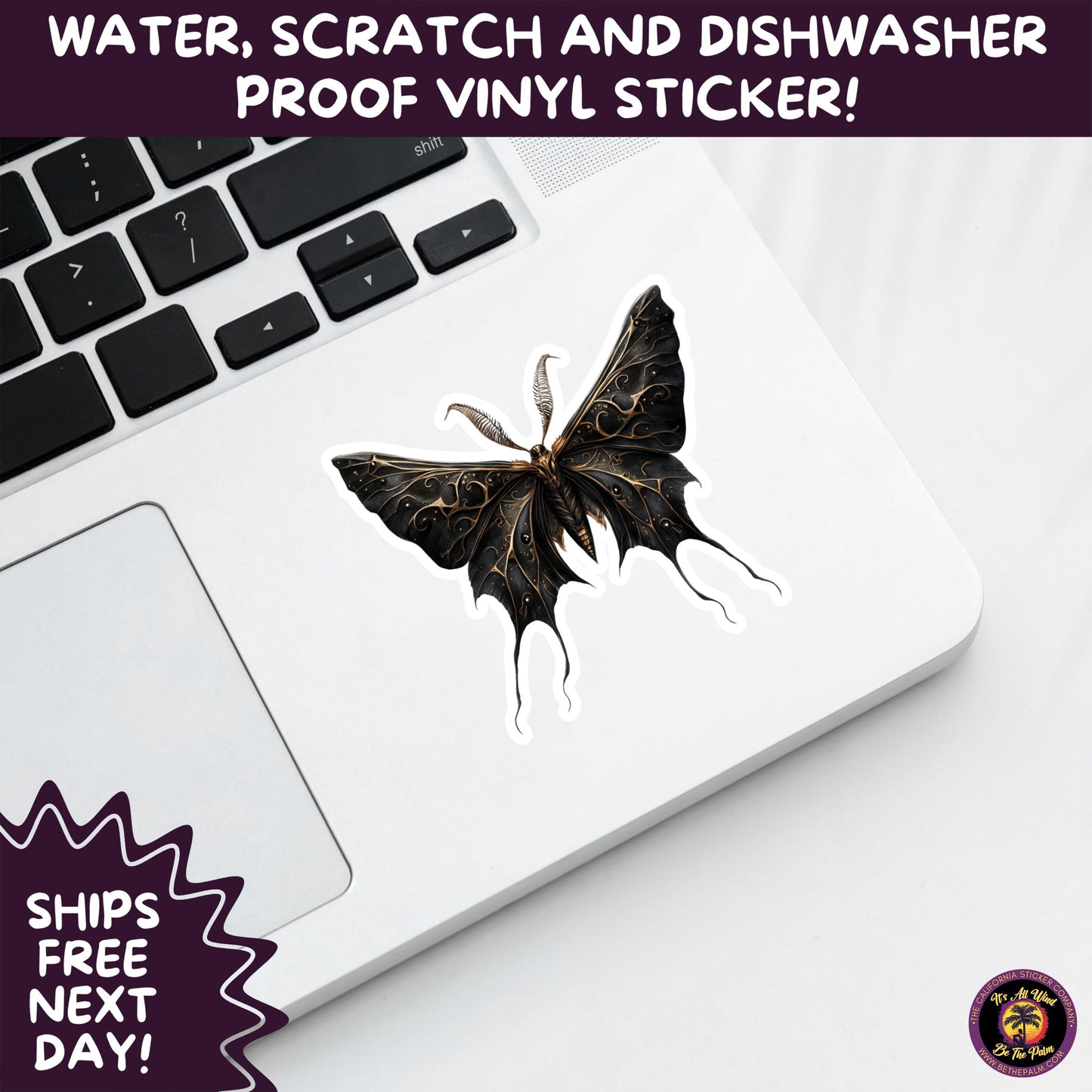 GOTH MOTH STICKERS | Gothic Insect Vinyl Stickers, Dark Aesthetic Stickers for Laptops Journals, Spooky Bug Stickers, Moth Witchy Decor