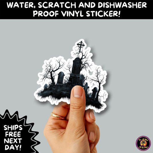 DARK GOTHIC STICKERS – Witchcore, Spooky, Occult, Alternative Vinyl Decals for Journals, Water Bottles, cemetery, headstone, and MacBooks