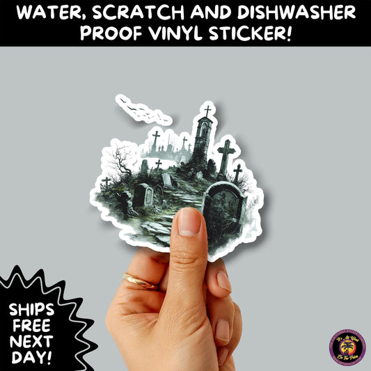DARK GOTHIC STICKERS – Witchcore, Spooky, Occult, Alternative Vinyl Decals for Journals, Water Bottles, cemetery, headstone, and MacBooks
