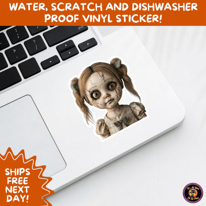 HORROR DOLL STICKERS Spooky Cute Creepy Girl Stickers – Perfect for Halloween, Scrapbooking, and Horror Aesthetic Fans