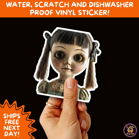 HORROR DOLL STICKERS Spooky Cute Creepy Girl Stickers – Perfect for Halloween, Scrapbooking, and Horror Aesthetic Fans