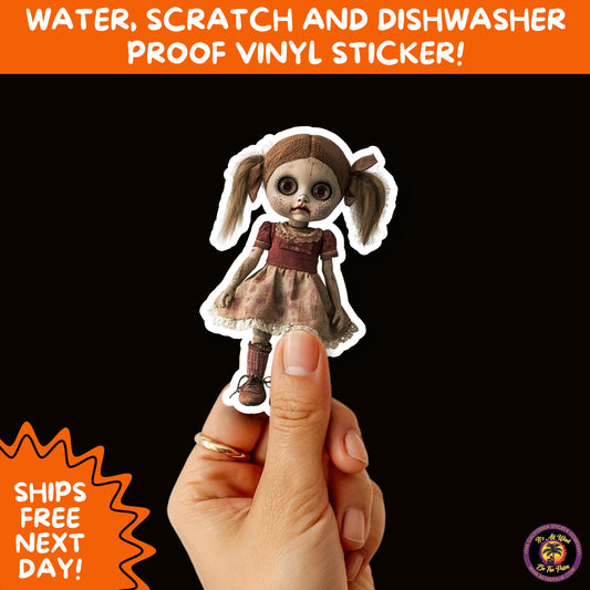 HORROR DOLL STICKERS Spooky Cute Creepy Girl Stickers – Perfect for Halloween, Scrapbooking, and Horror Aesthetic Fans
