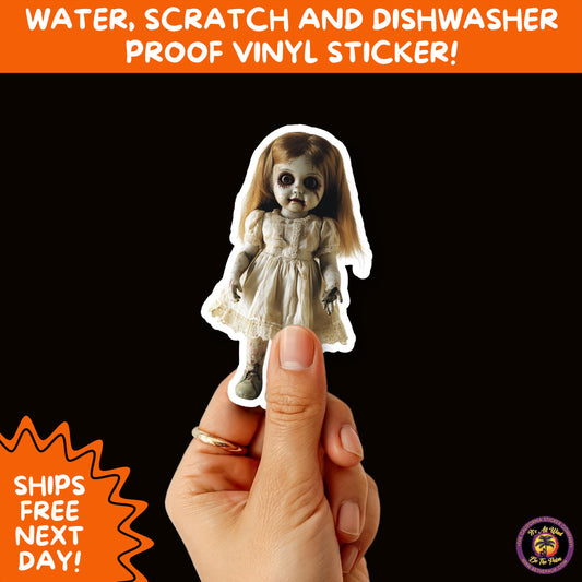 HORROR DOLL STICKERS Spooky Cute Creepy Girl Stickers – Perfect for Halloween, Scrapbooking, and Horror Aesthetic Fans