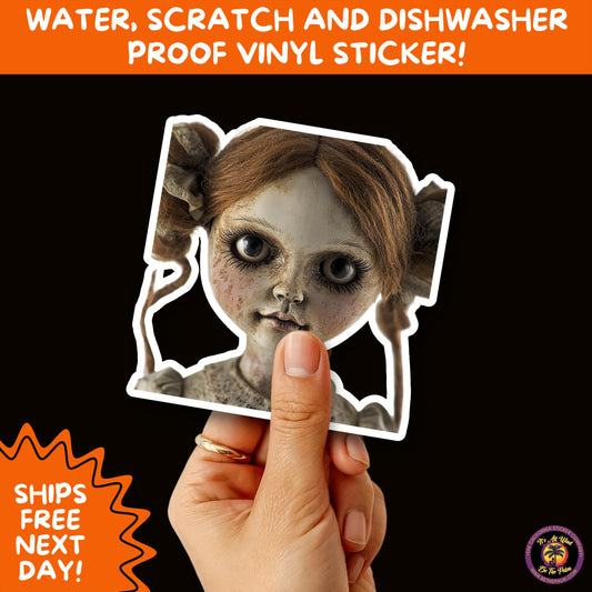HORROR DOLL STICKERS Spooky Cute Creepy Girl Stickers – Perfect for Halloween, Scrapbooking, and Horror Aesthetic Fans