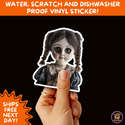HORROR DOLL STICKERS Spooky Cute Creepy Girl Stickers – Perfect for Halloween, Scrapbooking, and Horror Aesthetic Fans