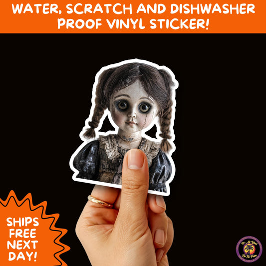 HORROR DOLL STICKERS Spooky Cute Creepy Girl Stickers – Perfect for Halloween, Scrapbooking, and Horror Aesthetic Fans