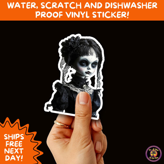 HORROR DOLL STICKERS Spooky Cute Creepy Girl Stickers – Perfect for Halloween, Scrapbooking, and Horror Aesthetic Fans