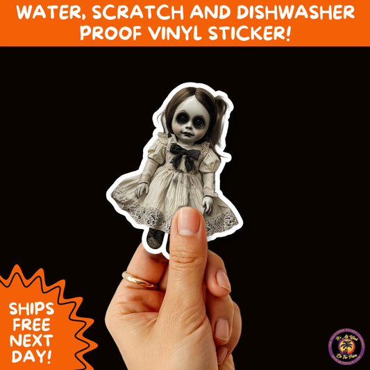HORROR DOLL STICKERS Spooky Cute Creepy Girl Stickers – Perfect for Halloween, Scrapbooking, and Horror Aesthetic Fans