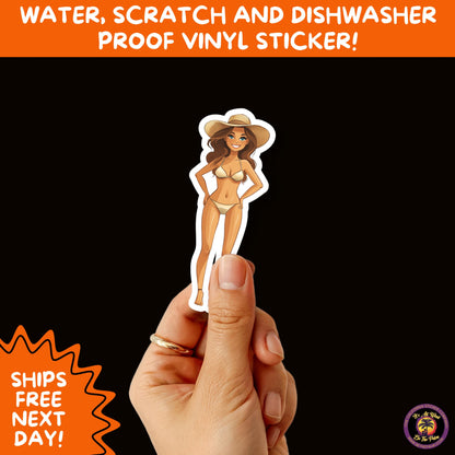 FUN BEACH STICKERS with Bikini Designs, Perfect for Travel Journals, Water Bottles, Tumblers, Laptops, Scrapbooks, and Summer Decor