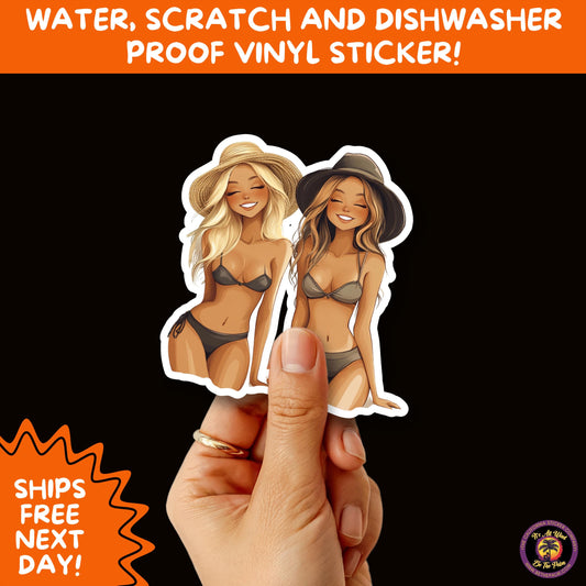 FUN BEACH STICKERS with Bikini Designs, Perfect for Travel Journals, Water Bottles, Tumblers, Laptops, Scrapbooks, and Summer Decor