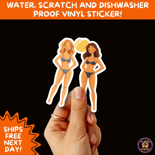 FUN BEACH STICKERS with Bikini Designs, Perfect for Travel Journals, Water Bottles, Tumblers, Laptops, Scrapbooks, and Summer Decor